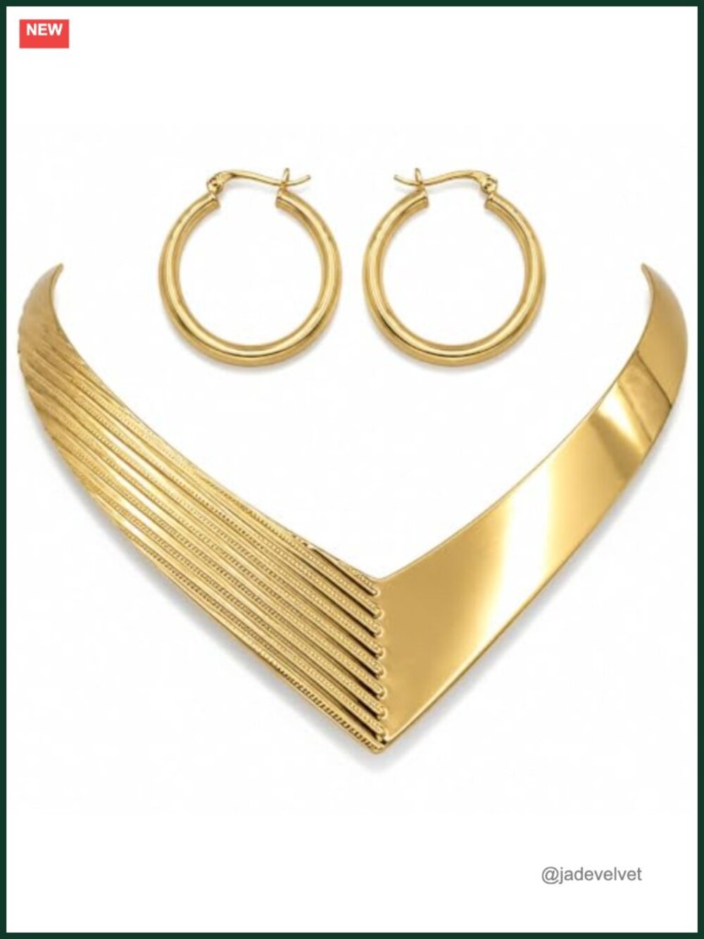 Chunky Statement Collar Necklace Hoop Earrings Jewelry Set